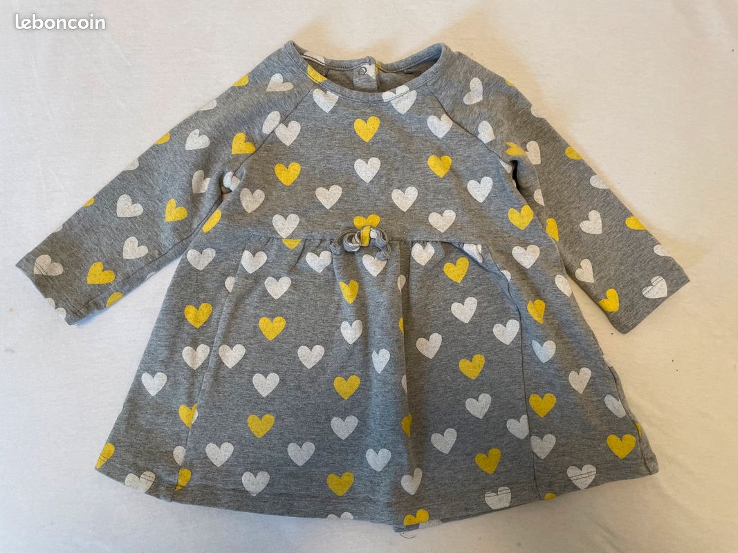 Robe grise motif cœurs Vertbaudet (image 1)