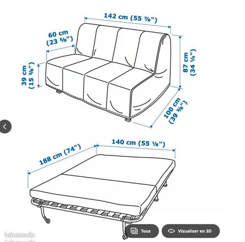 BZ Lit-canapé Ikea Lycksele Lovas (image 8)