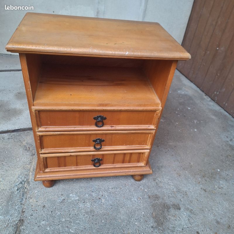 Meuble de rangement 3 tiroirs en bois (image 1)