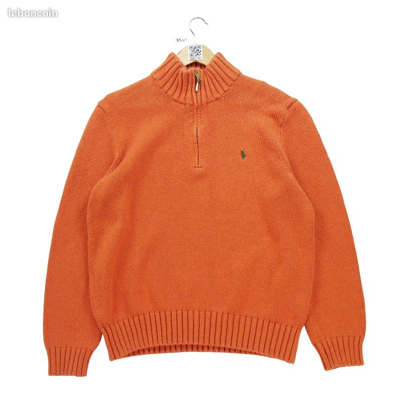 Polo Ralph Lauren Pull demi-zippé Homme Taille L Orange #QWE7301 - Main Image