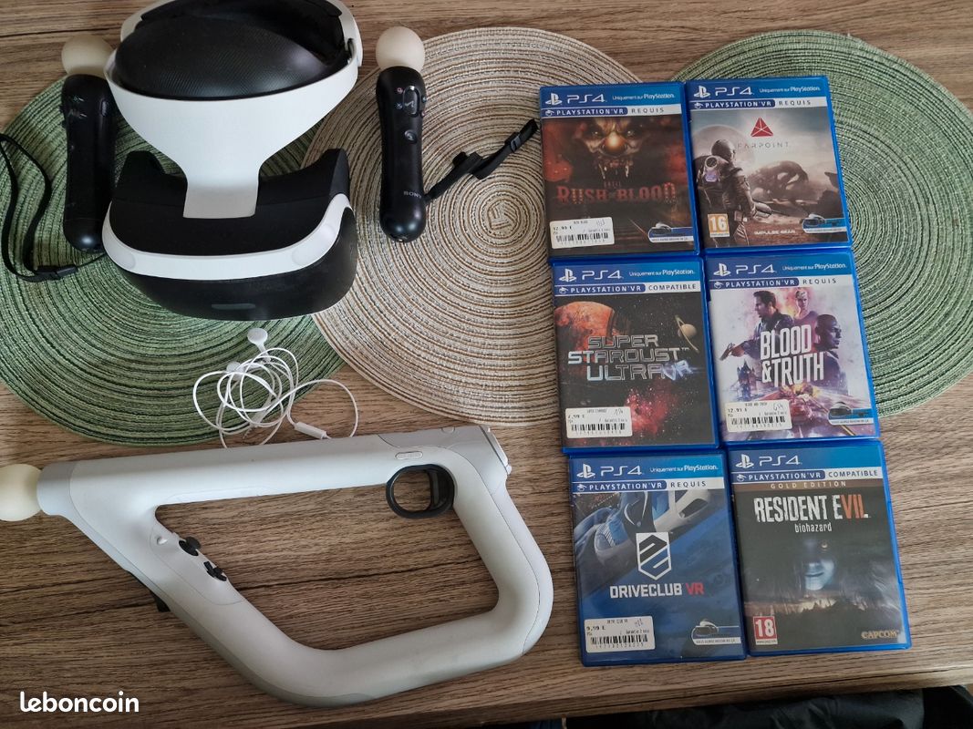 PS4 pro blanche 1to 4k HDR + casque VR + 7 jeux VR + adaptateur PSVR PS5 + Fusils AIM controleur + caméra avec micro sony (image 2)
