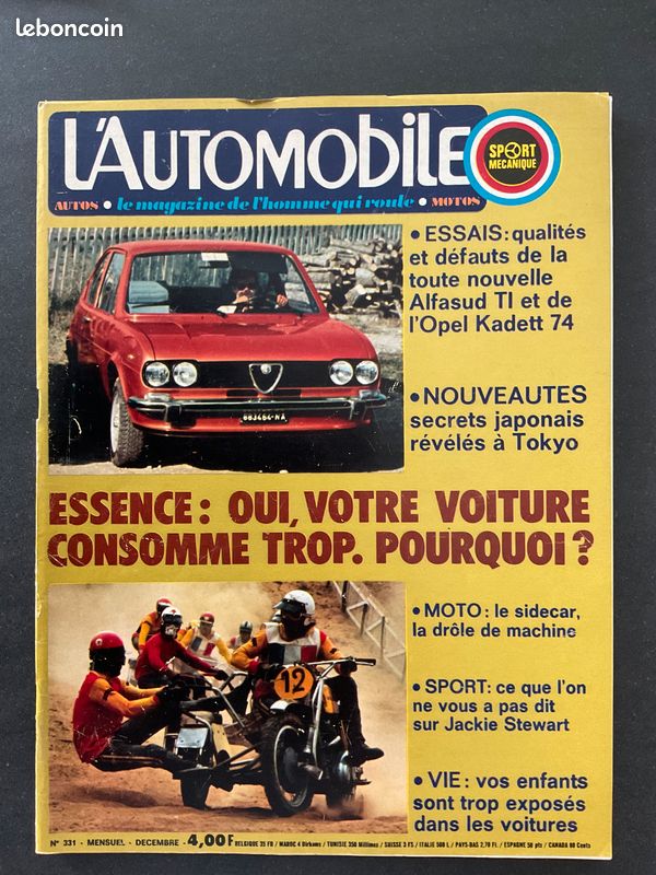 Alfasud TI, Opel Kadett, J. Stewart, KZ Zündapp. L’Automobile 331 (image 1)