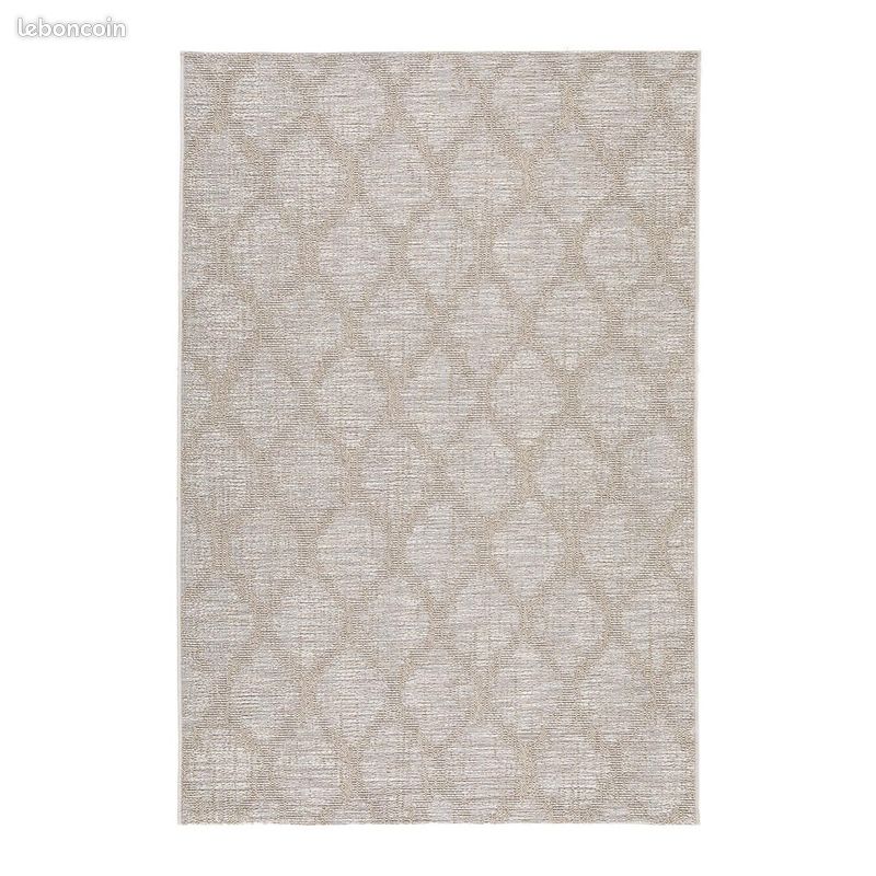 Tapis vintage plat rayé Brockway Beige 120x170 (image 1)