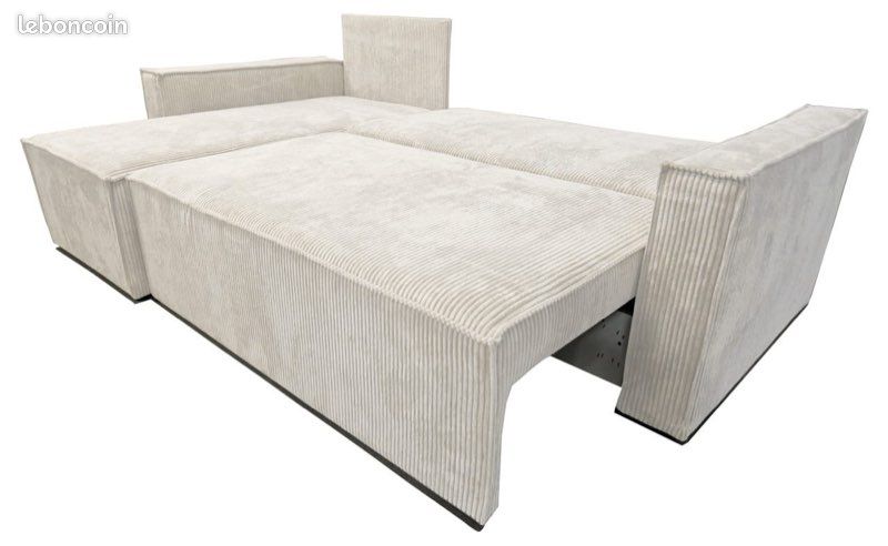 CANAPE PARIS PEARL CONVERTIBLE ANGLE REVERSIBLE COTELE ECRU 232x147x72cm (image 2)