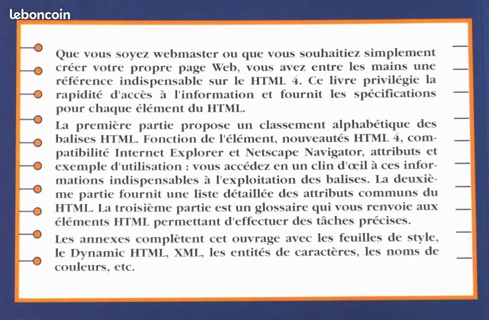Livre informatique internet web Le Dico HTML 4 Editions Campus Press (image 2)