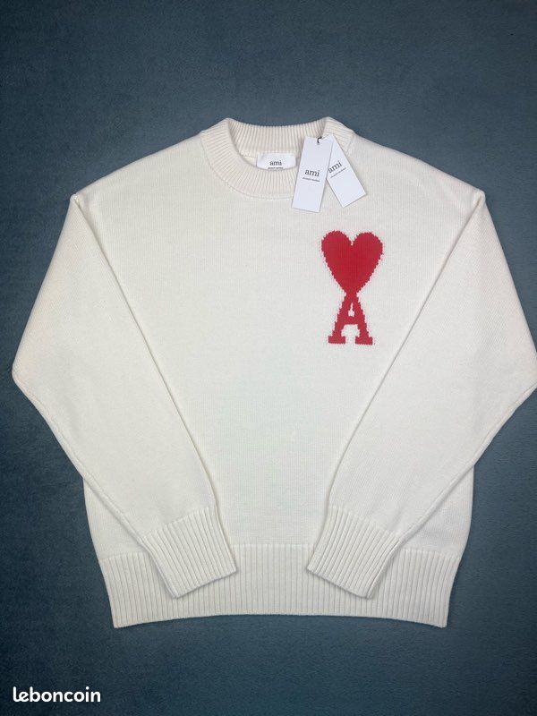 Pull AMI Paris Blanc Neuf Avec étiquettes - Taille L Homme - Style Casual Chic