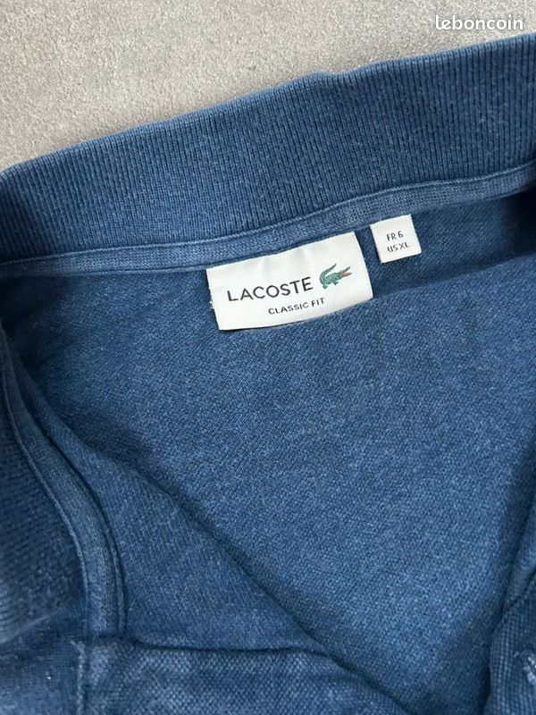Polo Lacoste manche longue vintage devanlay bleu marine logo brodé 100% Cotton taille XL (image 2)