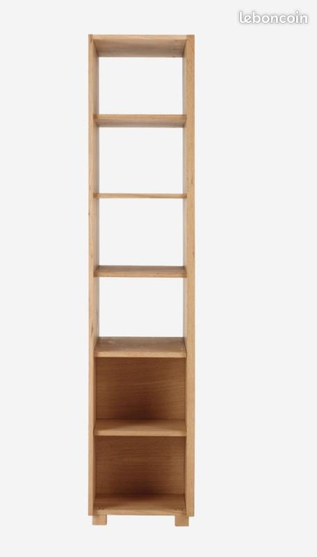 Etagère miroir sur pied en chêne avec rangements + 2 tiroirs en bois (image 2)