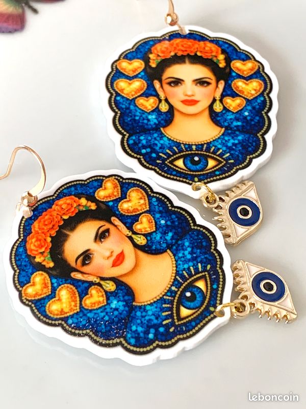 Broche Camée Frida Kahlo - Bijou Vintage Fait Main, Acier Et Bronze, Neuf Avec étiquettes