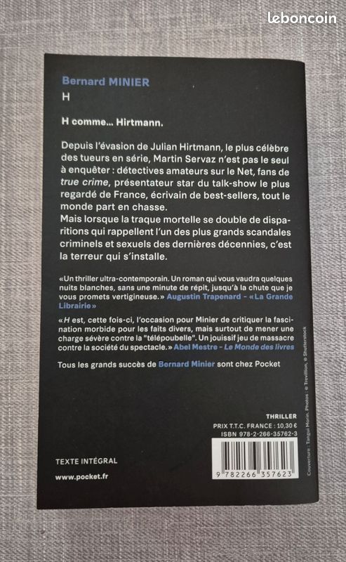 Livre Bernard Minier "H" (image 2)
