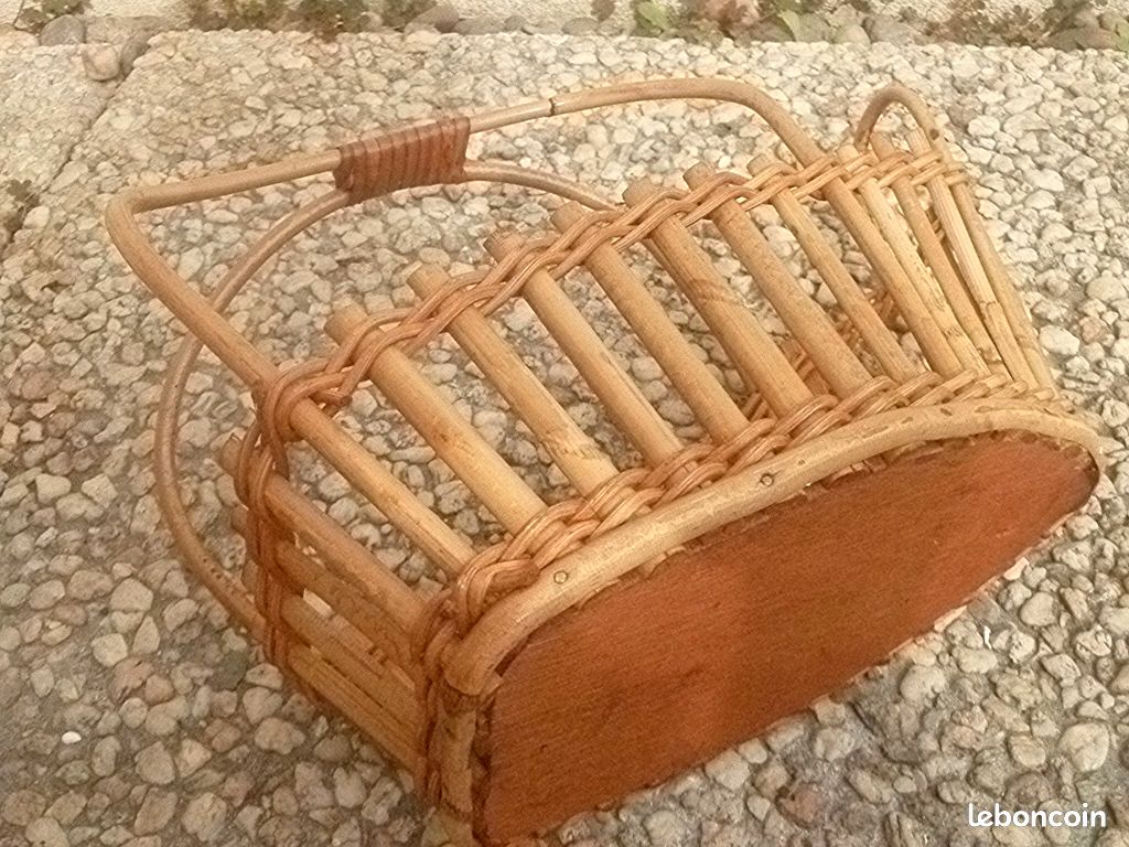 Porte bouteille , serviteur en osier, vintage (envoi possible) (image 3)