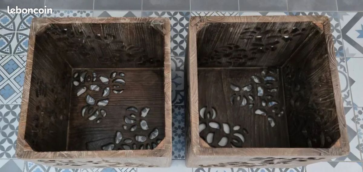 Tables basses tabourets cubes paulownia lot de 2 (image 6)