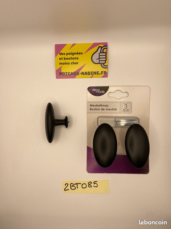 Lot De 10 Boutons De Meuble Noir Mat 29 Mm [u8082