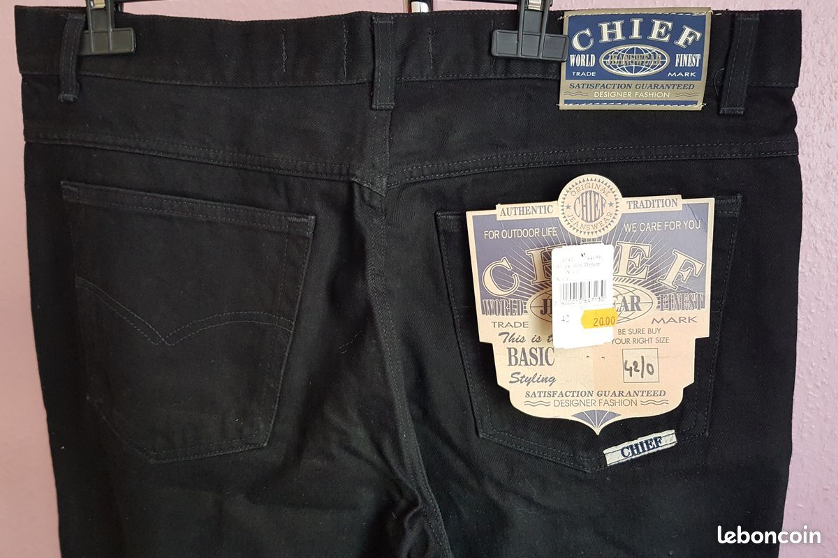 đJEANS Noir THE BASIC CHIEF â
T52 Designer NEUF Fermeture Ă©clair Ă Prix SacrifiĂ©sâïžâïžâïž (image 5)
