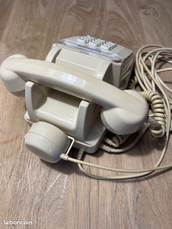 Vieux Téléphone PTT En Bakélite – Noir, Vintage, Fonctionnel