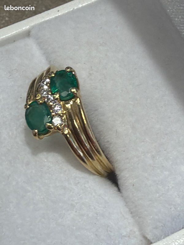 Bague OR 18 K diamants Émeraudes (image 2)