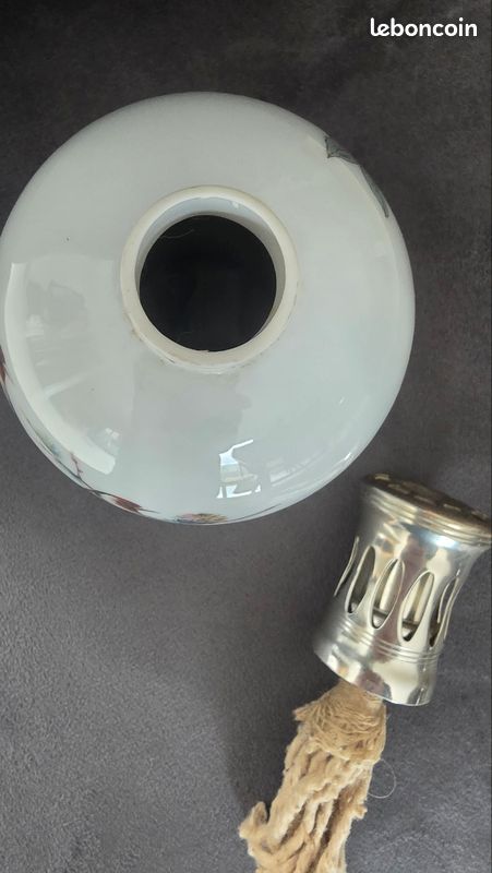 Lampe Berger Paris Céramique Noire Motif Géométrique Blanc - Sans éteignoir
