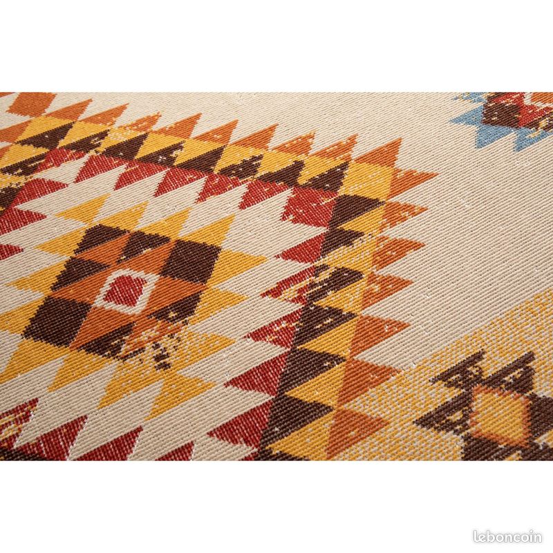 Tapis plat ethnique avec franges Dayton Beige 120x170 (image 4)