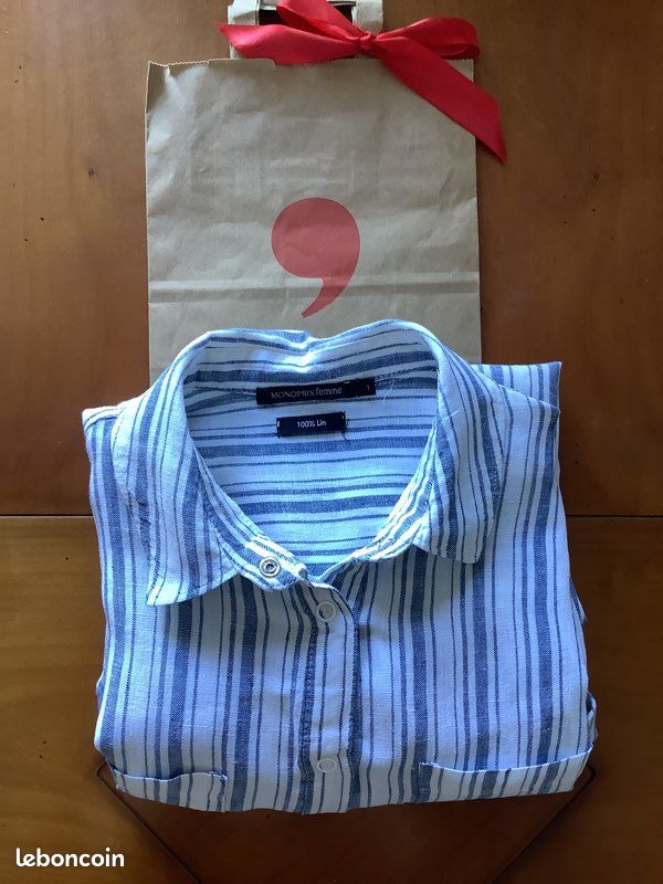 Robe tunique rayée en lin Monoprix taille 1 (image 1)