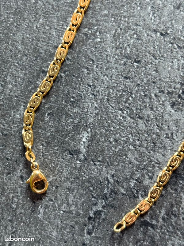 Collier Vintage En Maille Gourmette Plaqué Or Jaune - Bijou Rétro Comme Neuf #K35