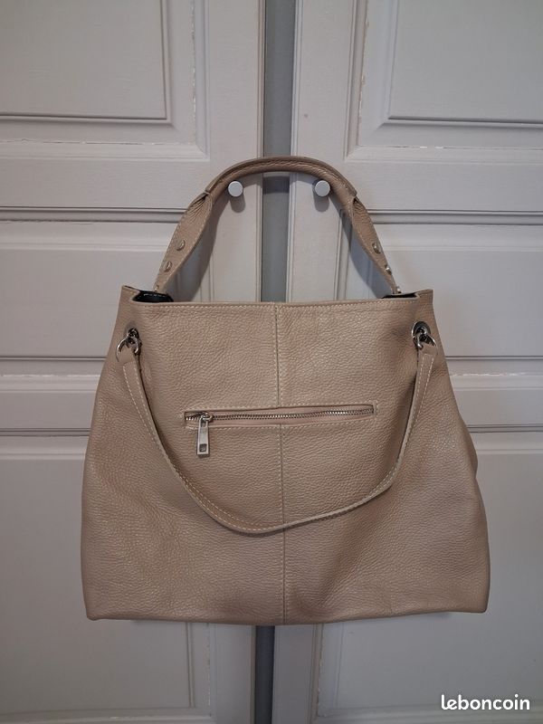 Sac cuir grainé beige (image 2)