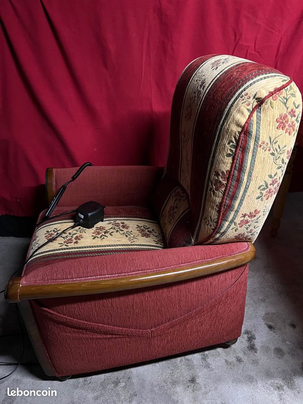 Fauteuil releveur électrique tissu et bois (image 2)