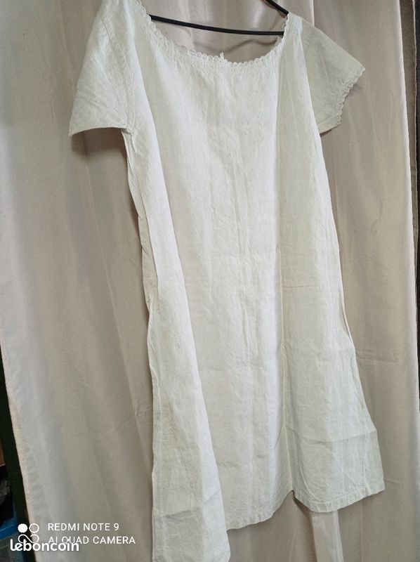Chemise de nuit ancienne toile de lin (image 7)