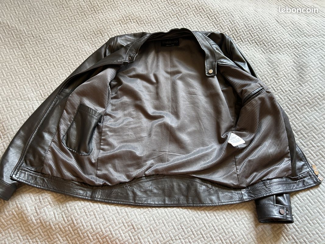 Blouson Hommes ou femmes cuir véritable d’Arienzo Italie Taille 44 / Neuf (image 14)
