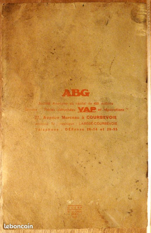 Notice entretien Moteur ABG VAP 55 avec plan clat - Collection