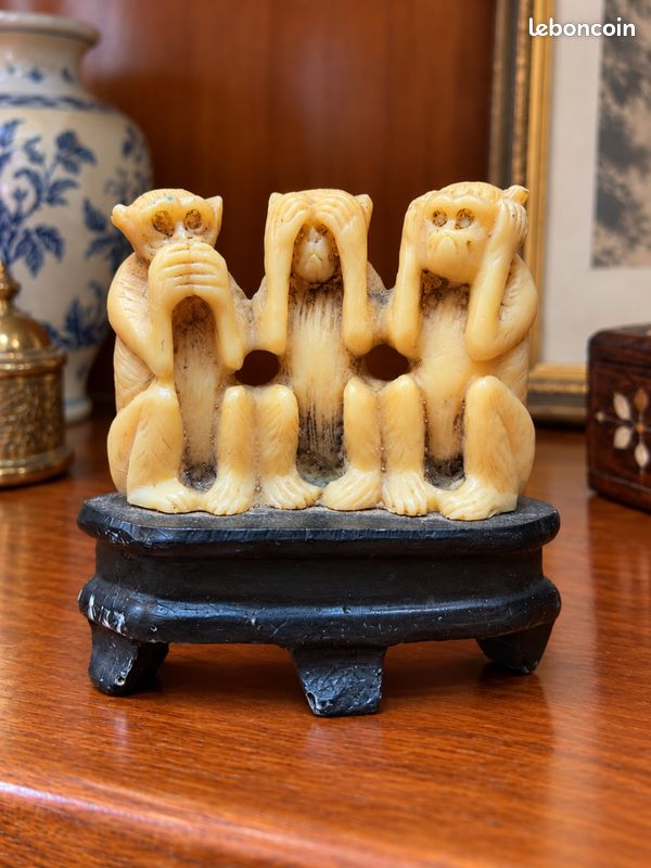 Statuette vintage des 3 singes de la sagesse – Style années 1950-1960 (image 2)