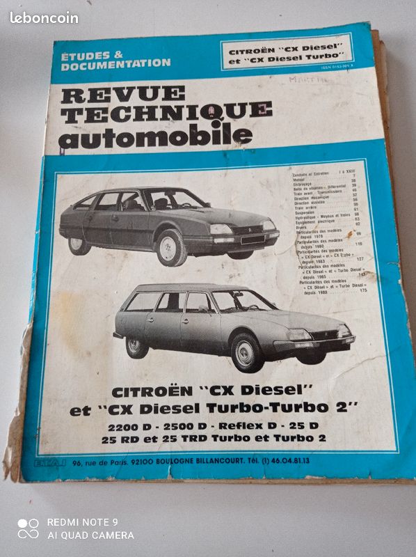 Revue Technique Automobile Citroën CX 2200D Et 2500D - Occasion - Manuel De Réparation