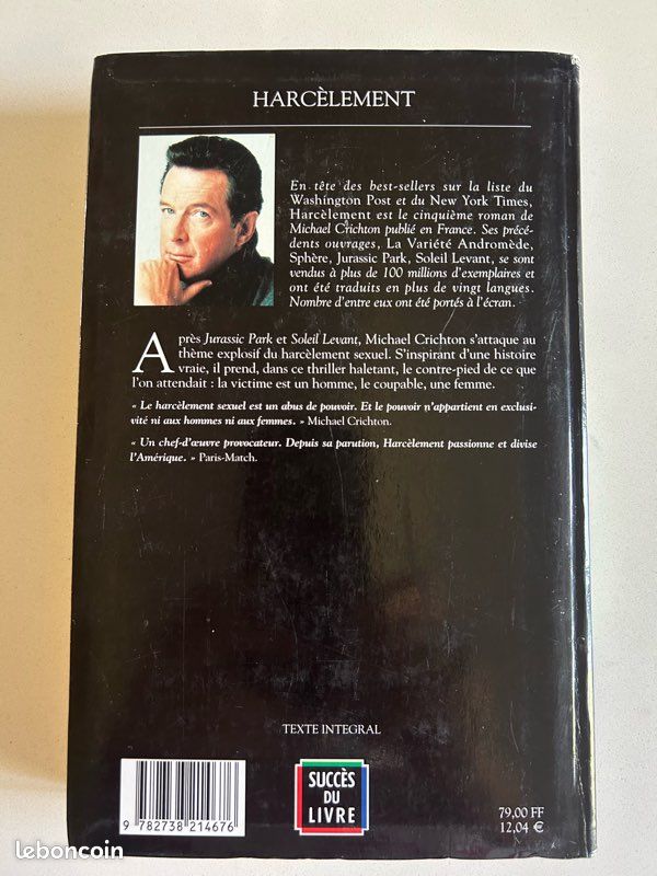 Livre HARCÈLEMENT Michael CRICHTON (image 2)