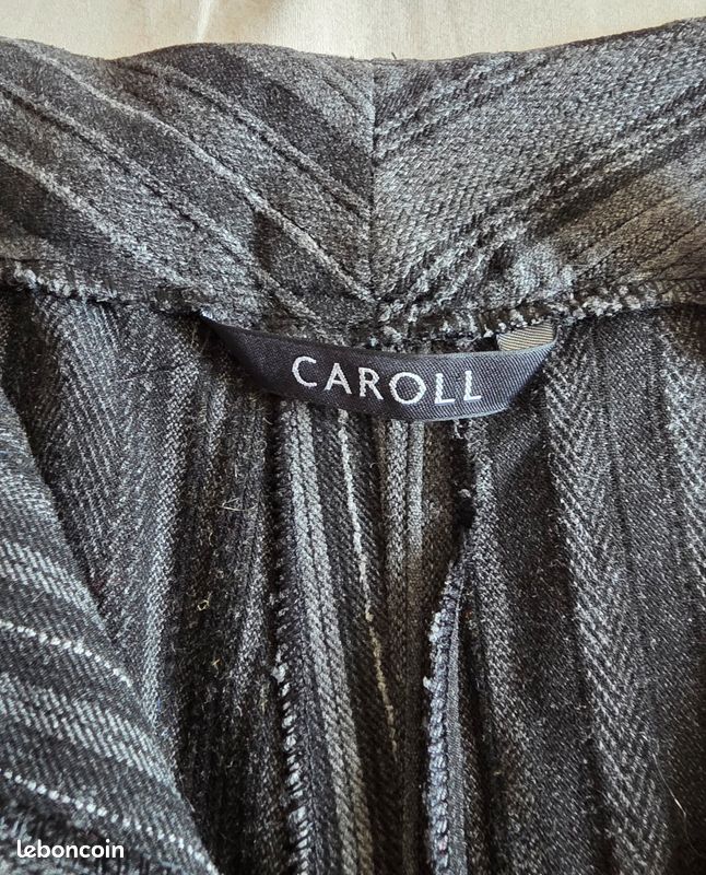 Haut Caroll Femme Taille 36 - Noir à Rayures, Viscose/polyamide Extensible, Sans Manches, Occasion Très Bon état