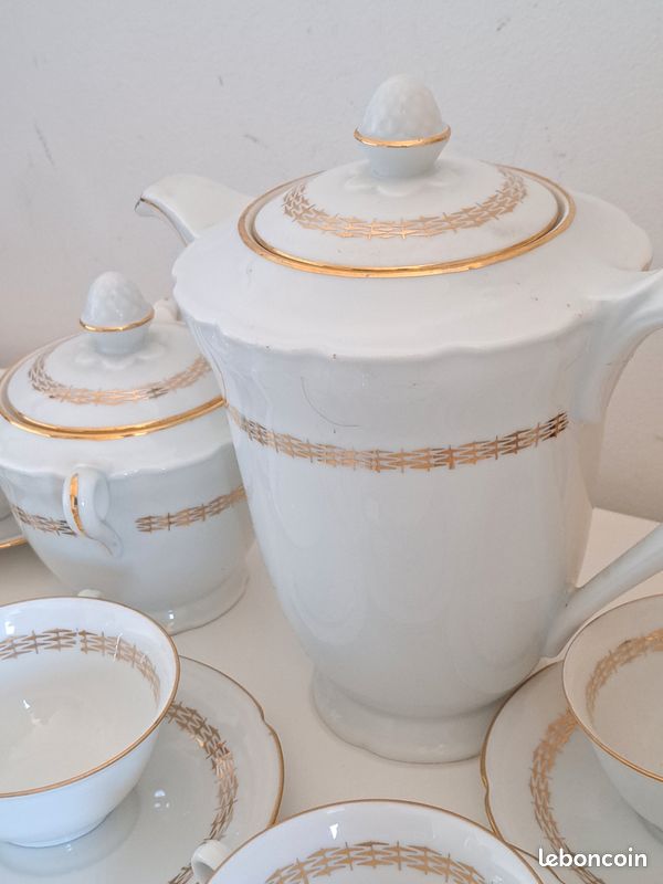 Service à café ancien La Motte – Porcelaine de Sologne (image 4)