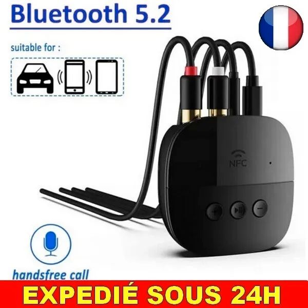 Récepteur Audio Bluetooth 5.2 AUX 3.5mm Adaptateur Musique Stéréo