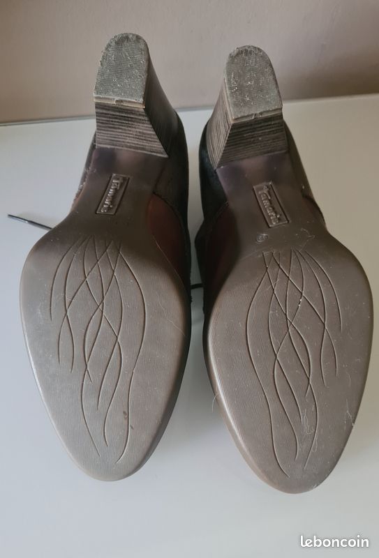Derbies à talons Tamaris cuir marron/bronze T38 - Excellent état (image 4)