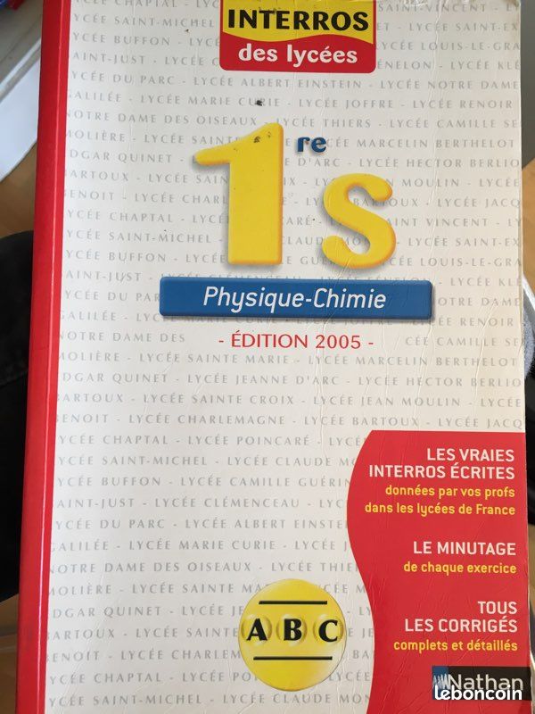 Physique Chimie 1ère interros des lycées : offert pour tout achat (image 1)