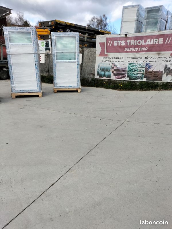 PORTE TRIOLAIRE: PORTE DE SERVICE PVC: 2 vantaux blanche , poignée et barillet offert- PRODUIT NEUF ET GARANTIE (image 4)
