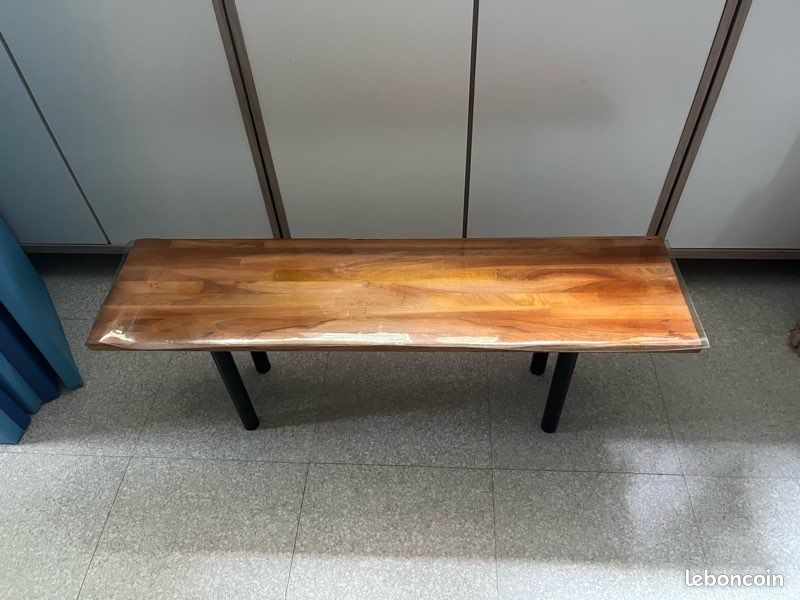 Mini banc artisanal en teck (image 1)