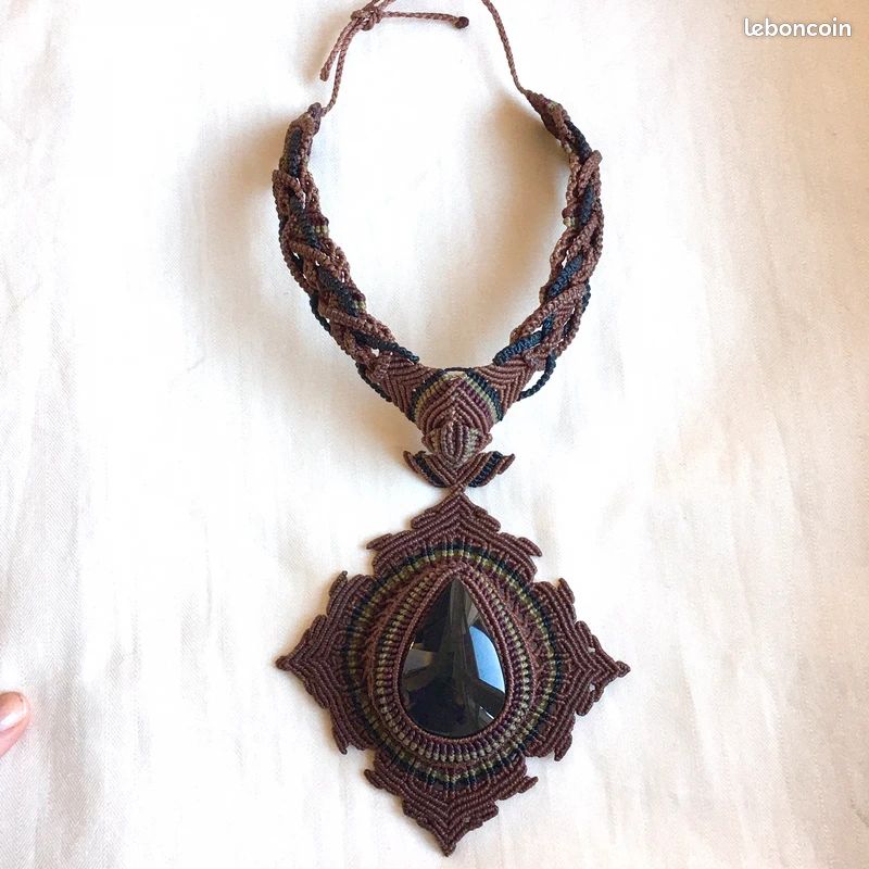 Collier Argentin Scupture Obsidienne Oeil Céleste (image 5)