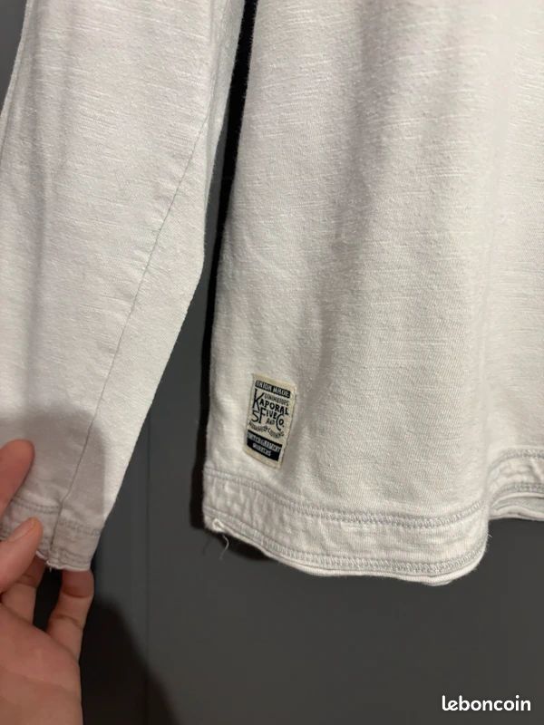 T-shirt à manches longues/sweat fin Kaporal taille M blanc et bleu marine (image 4)