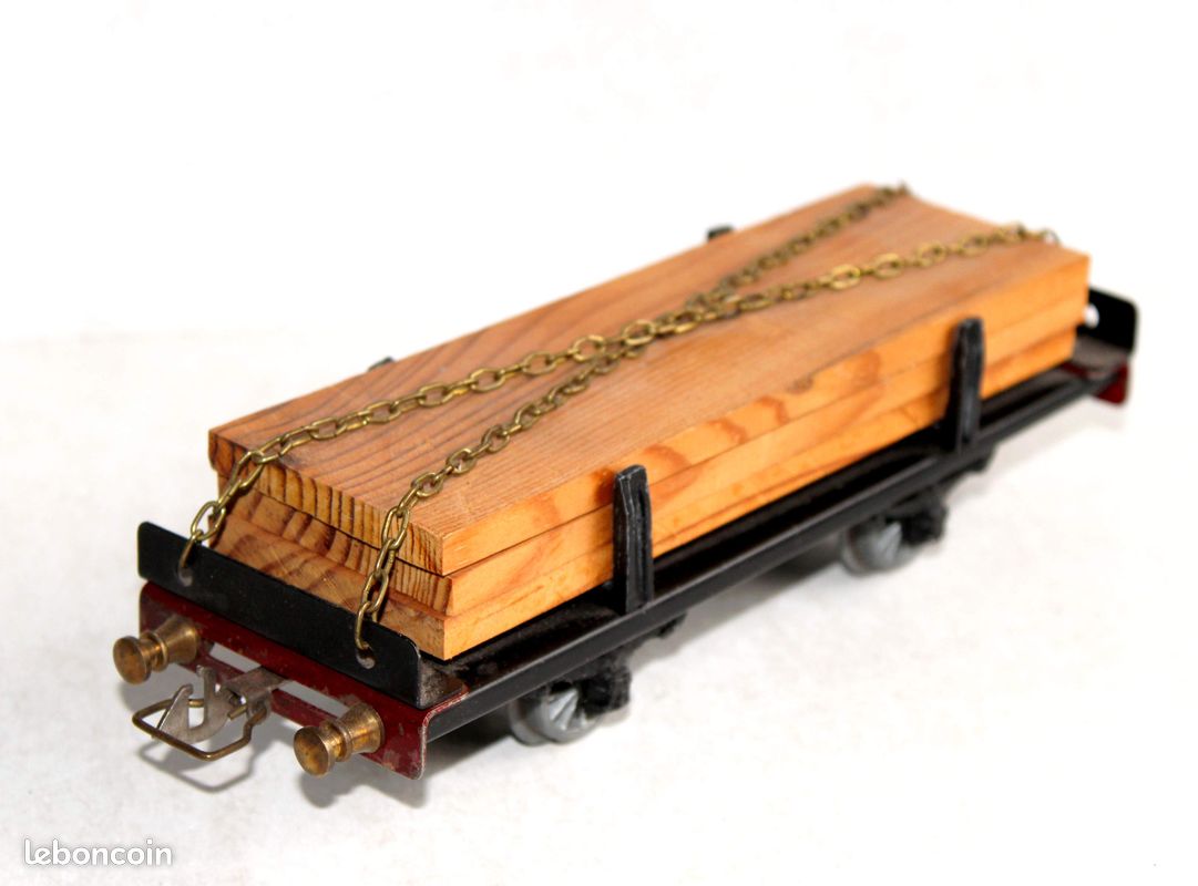 RARE ELECTROTREN HO 1420 Wagon Plateforme A Rancher + Grume Bois