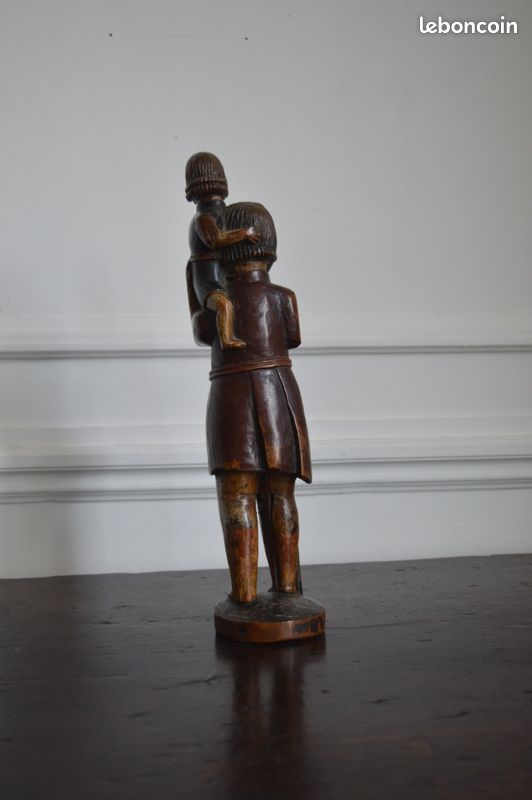 Sculpture de Saint Christophe et l'Enfant, XIXe, art populaire (image 5)