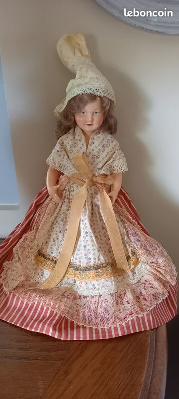 Poupée Ancienne Petitcollin Parisette 34cm – Celluloïd, Robe Et Chaussures, état D'époque
