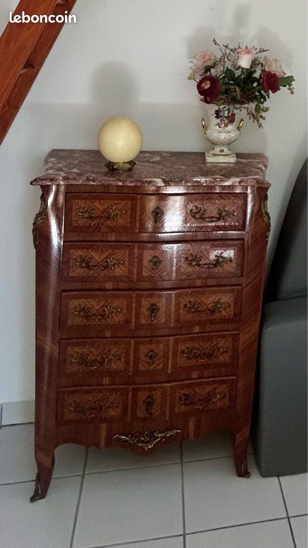Commode ancienne avec plaque en marbre (image 1)