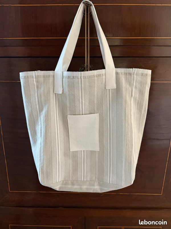 Sac et trousses toile rayée idéal cadeau été plage recycling (image 1)