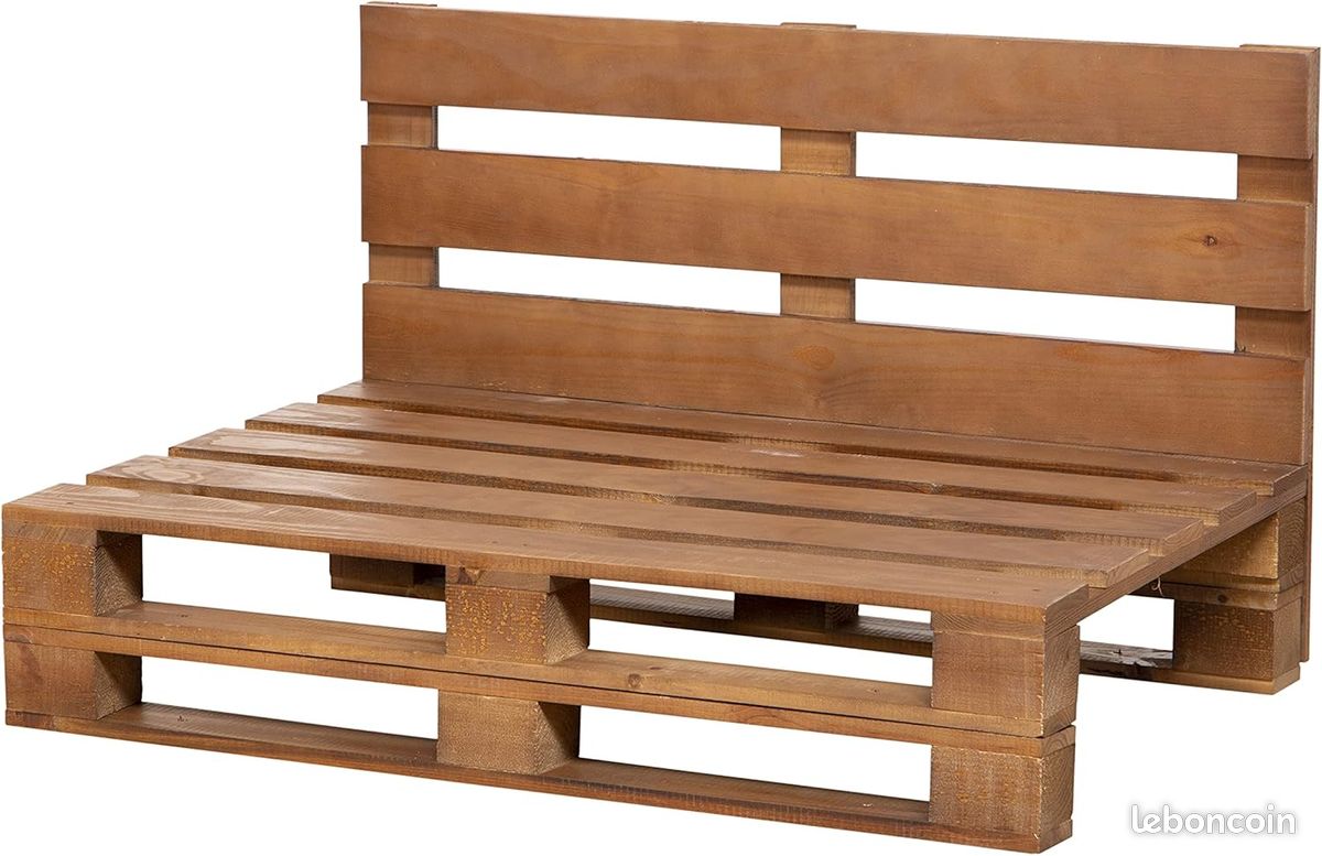 Canapé neuf façon palettes en Noyer poncées et brossées – intérieur / extérieur 120 x 60 cm (image 1)