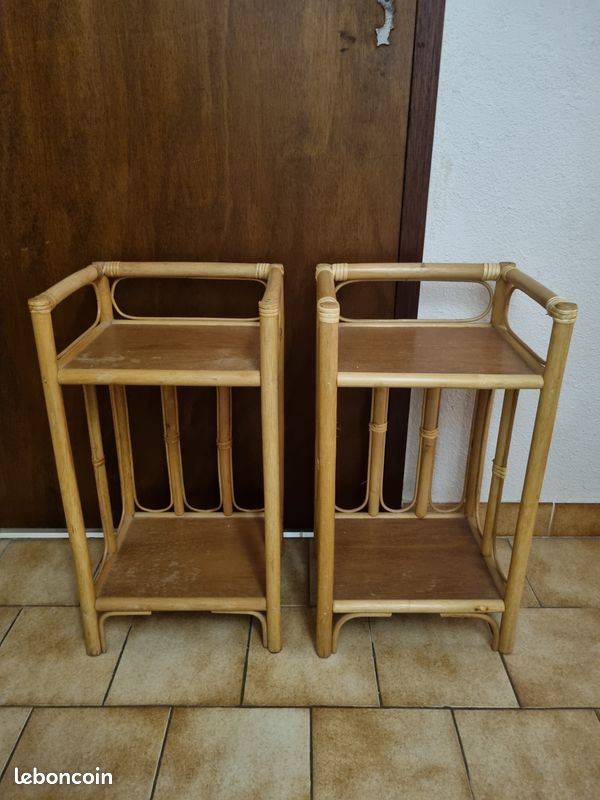 2 Tables de nuit en rotin (image 1)