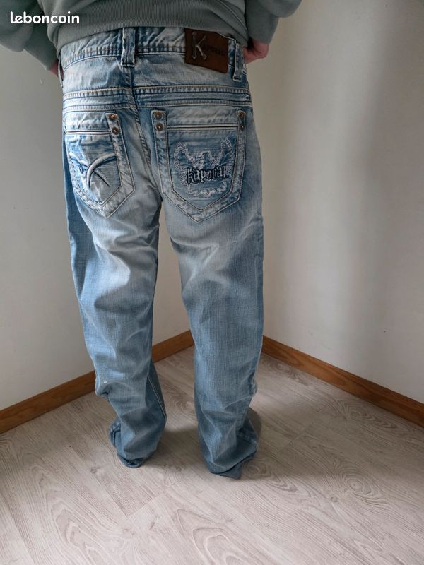 Jeans Kaporal Vintage Taille Basse Y2K Brodé - Taille 36 (tour De Taille 39), Flare Ankle, état Parfait