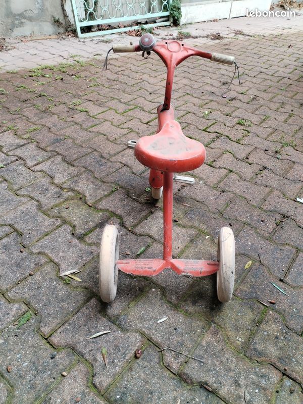Tricycle Enfant Vintage Années 60 - Métal Orange Irisé - Occasion - Collection
